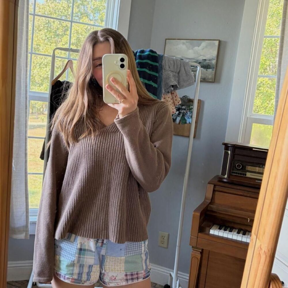 Unbranded Women's Brown and Grey Jumper